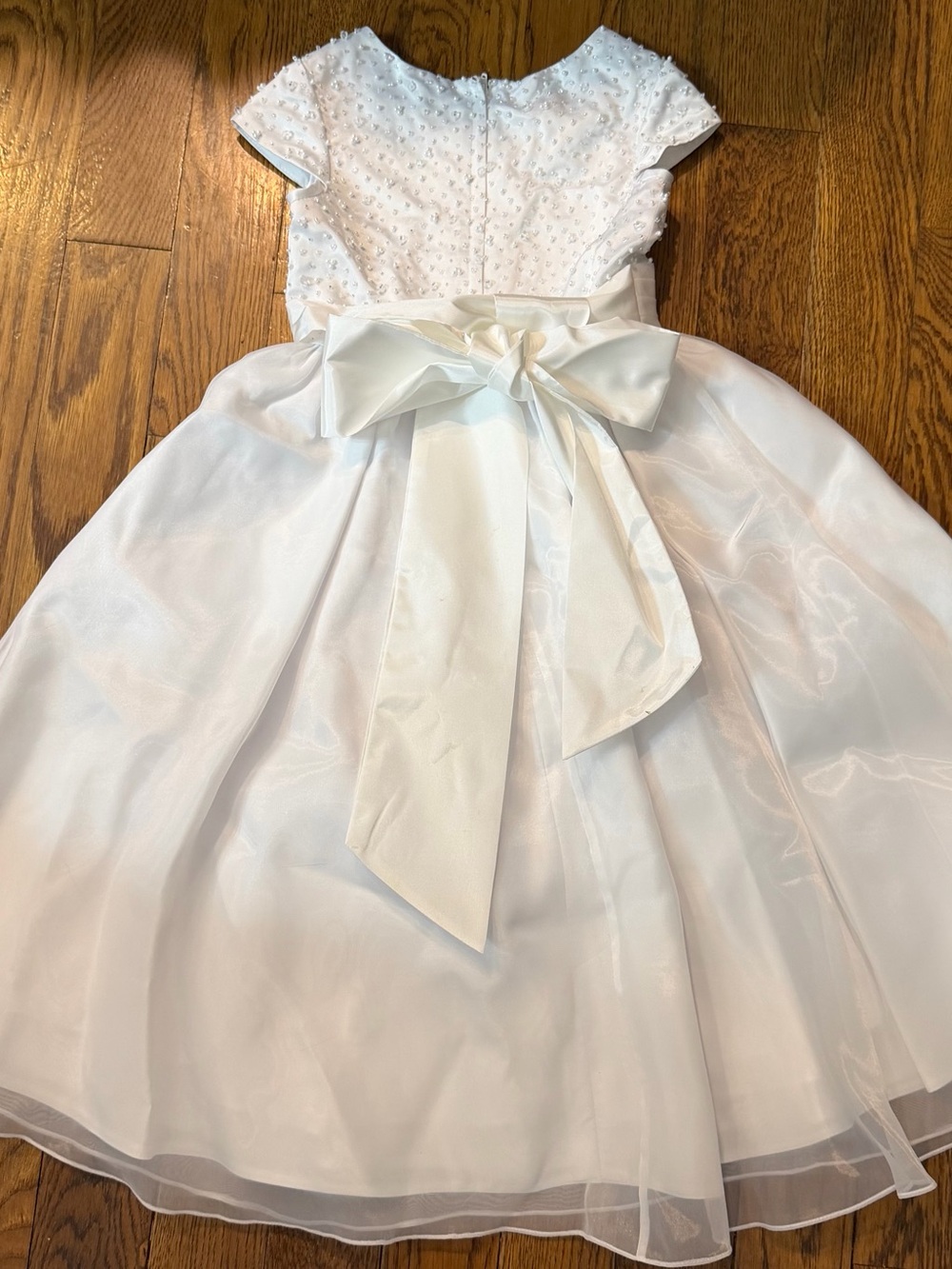 Lauren MarieElegant White Girls' Party Dress with Beaded Bodice - Picture 2 of 5